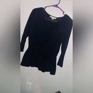 Black Long Sleeve Peplum Top